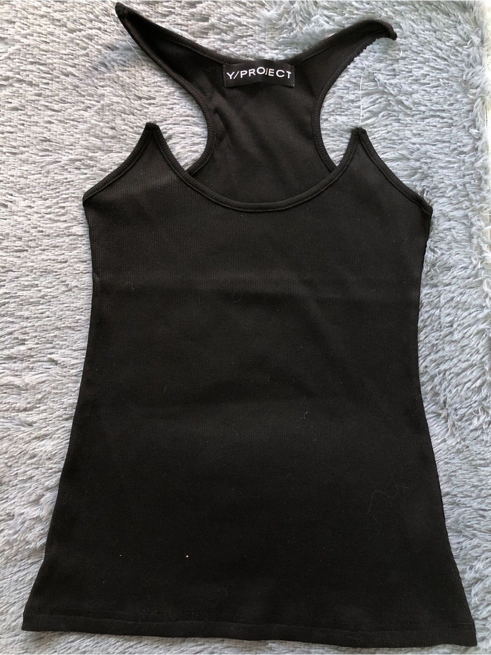 Y/Project Black Invisible Strap Tank Top
